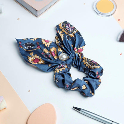 chouchou foulard court bleu